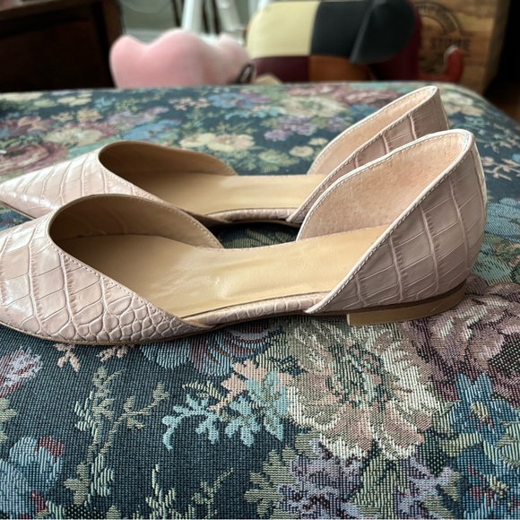 GRAVITYPOPE Nude D’Orsay Crocodile Leather Flats EU39 US8 Made in Italy - Picture 3 of 7